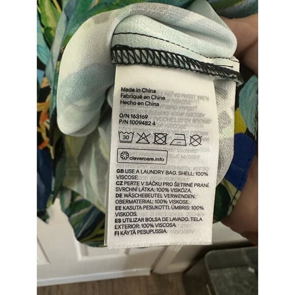 H&M Women's Tropical Birds Floral Print Belted Short Mini Dress Size XS - Picture 8 of 11